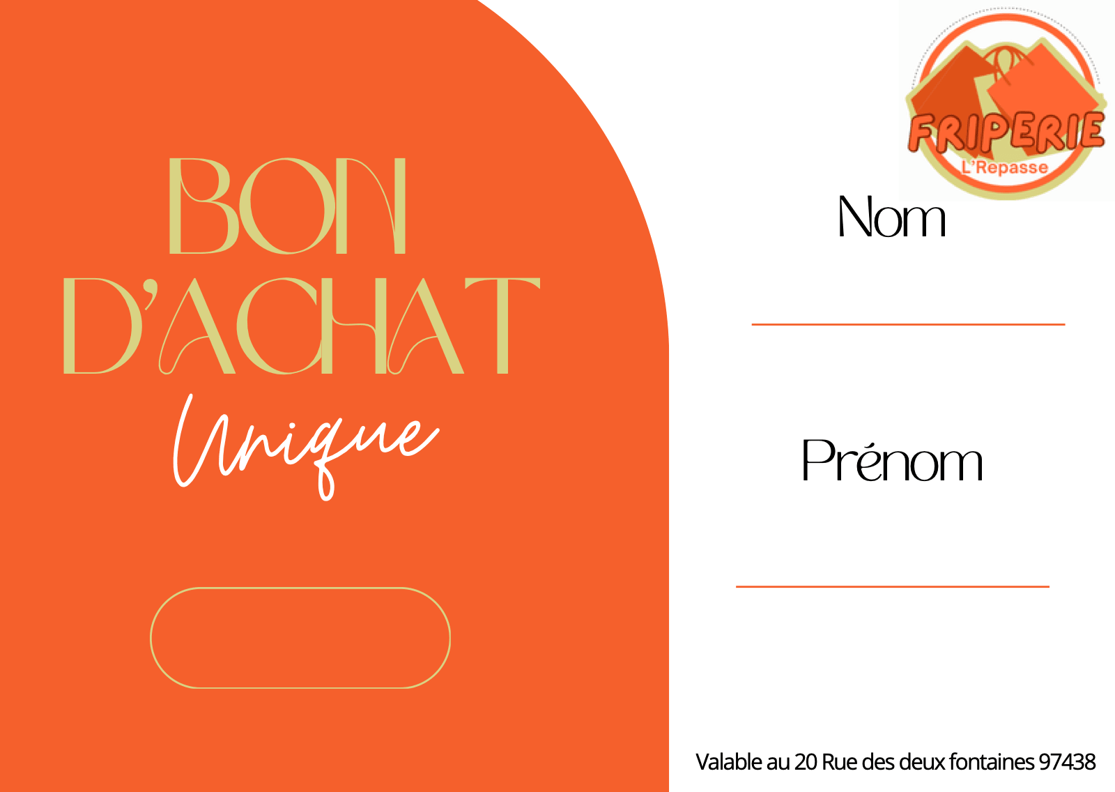 Bon d'achat — version orange