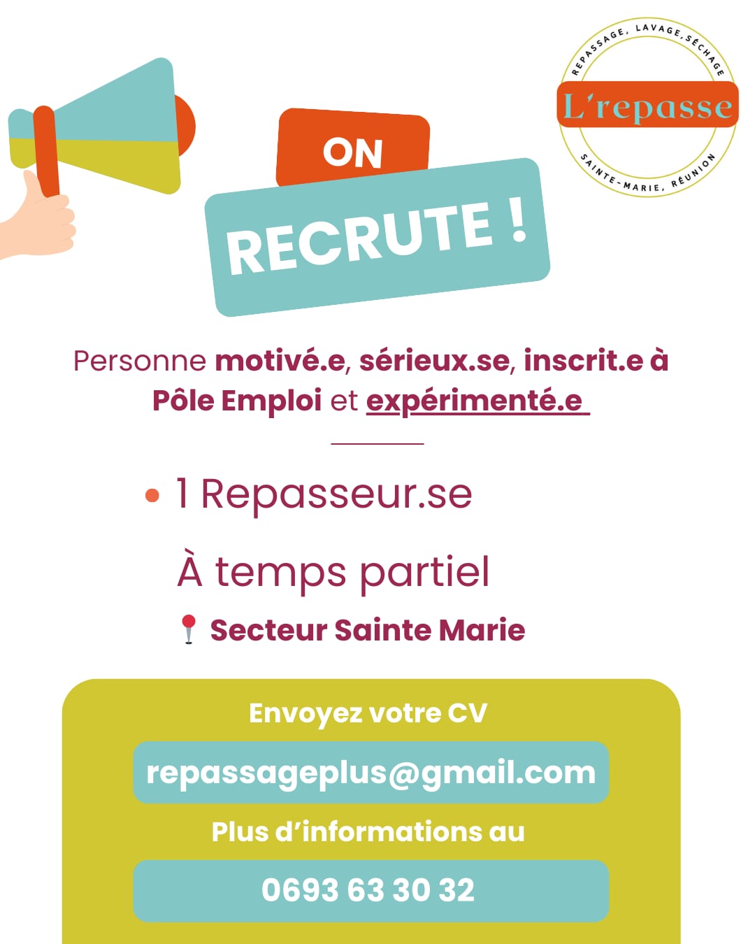 Annonce de recrutement d’un repasseur