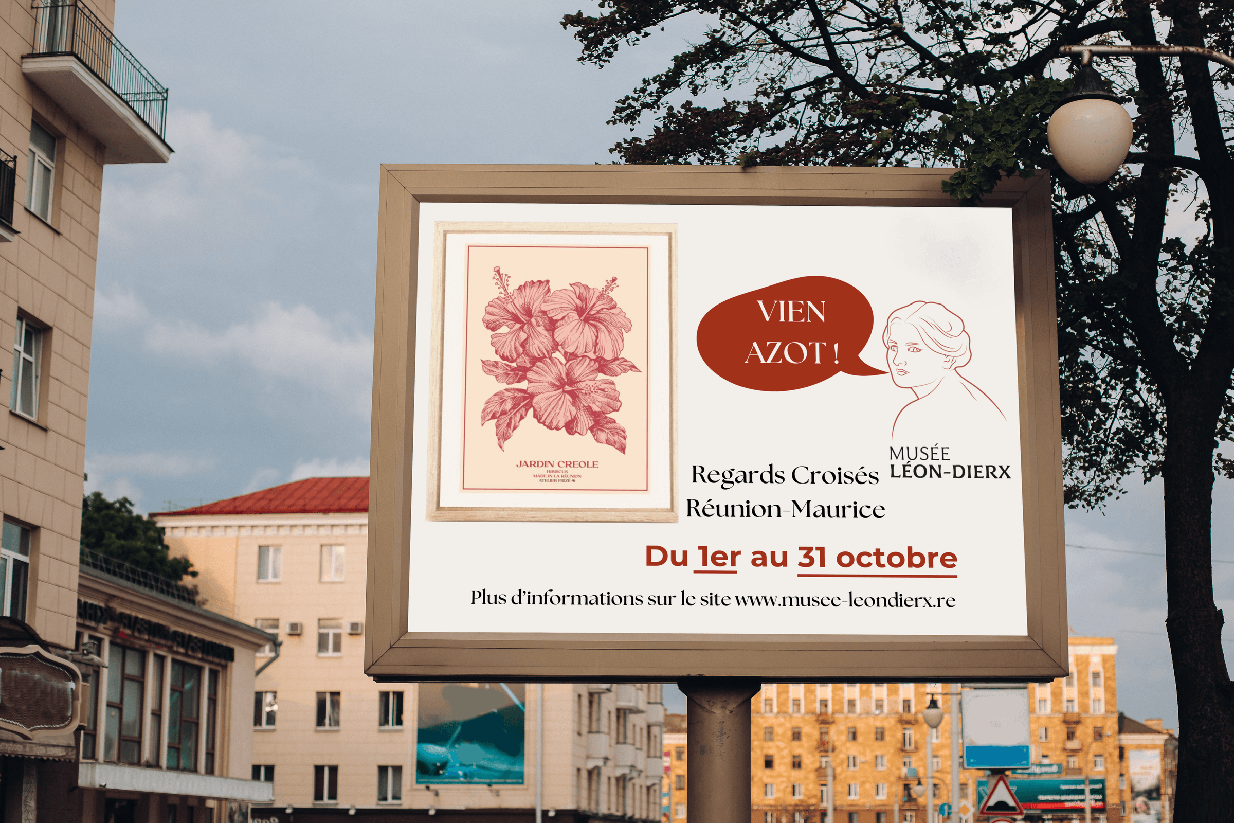Mise en situation de l’affiche sur un panneau 4×3