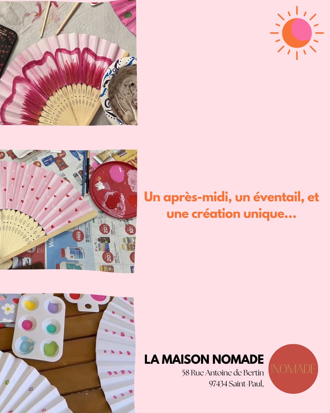 Atelier éventail, La Maison Nomade à La Saline — volet 1 sur 3