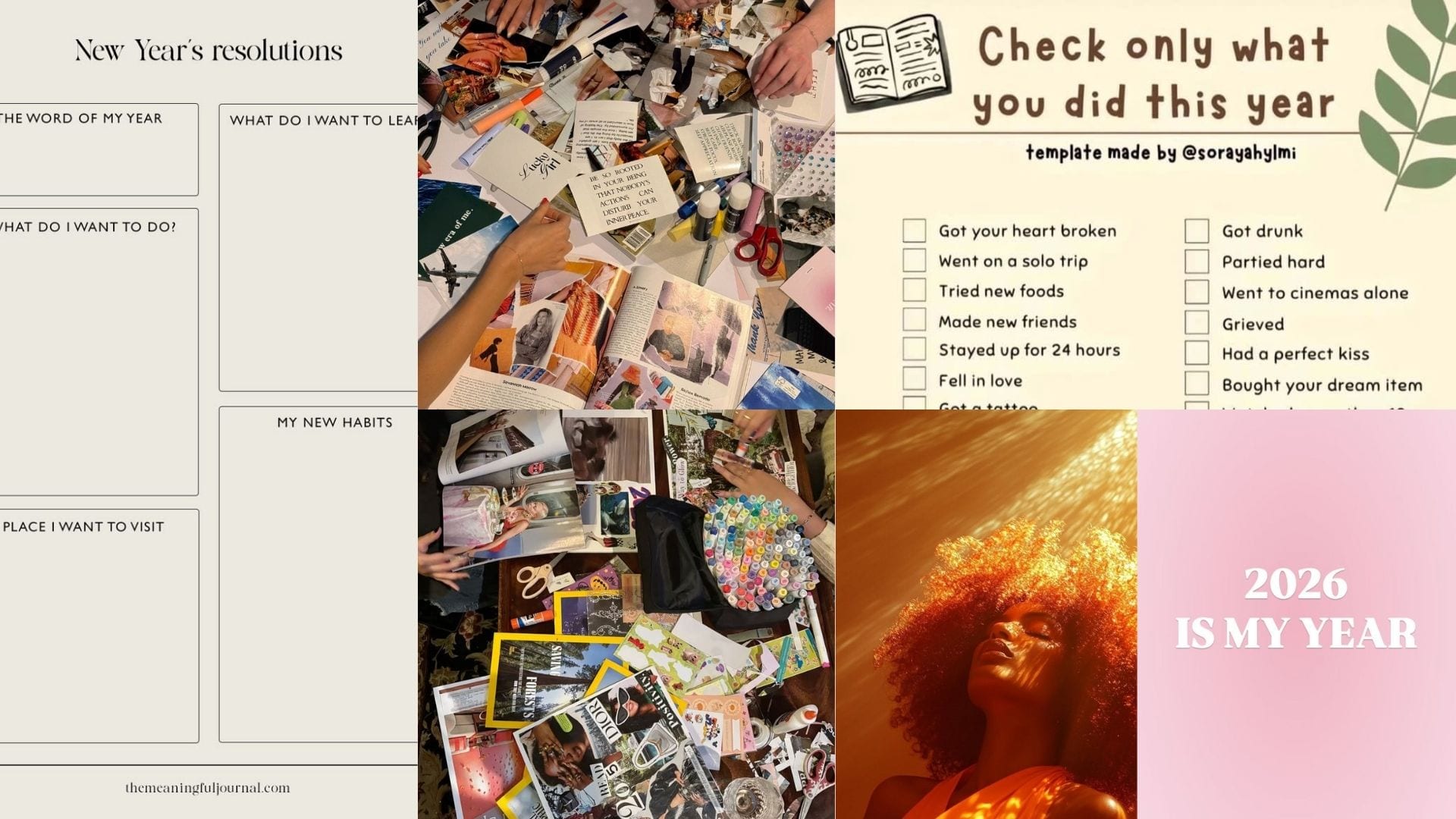 Planche « Préparer l’année » — résolutions et collage